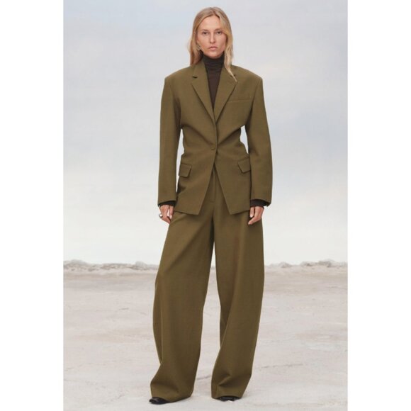 Zara | 100% Wool Fitted Blazer In Dark Camel - Picture 4 of 14